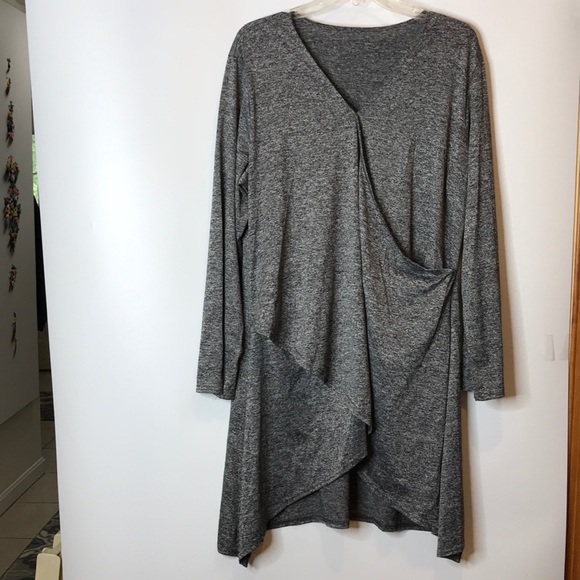 Tops - Grey Drape Front Stretch Tunic 2X PLUS SIZE